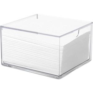Klmnop Disposable Face Towel Holder, Clear Storage Box with Drawer for Face XL Towels, Stackable Face Towel Box for Bathroom and Vanity(Clear)