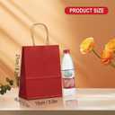 BAG BOX 100 Pack Medium 8.25x4.3x10.6 Inch Red Kraft Paper Gift Bags with Handles for Bulk Shopping, Retail, Craft, Party Favors, Wedding, Grocery & Sacks, 8.25 * 4.3 * 10.6 inch（Pack of 100）