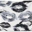 WNAGT Trendy Black and White Kiss Lips Tapestry Wall Hanging, Funky Makeup Wall Decor, Fashion Aesthetic Wall Blanket Decor for Girls Room College Dorm Makeup Room Beauty Room, 50x60 Inch