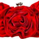 Women's 3D Rose Flower Evening Bags Satin Clutch Purse Floral Wedding Bag Chain Crossbody Shoulder Handbags