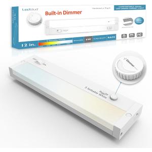 Under Cabinet Lighting Plug in or Hardwired Built-in Dimmer, 12 Inch 6W, 5CCT 2700/3000/3500/4000/5000K, Linkable Counter Lights for Kitchen, ETL Dimmable LED Light Fixture, White