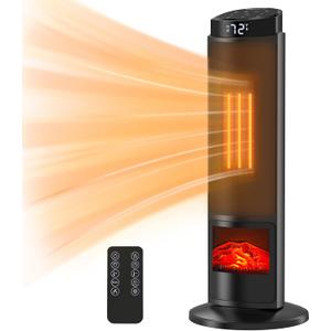 NEWBULIG 23" Space Heater, 1500W Portable Heaters for Indoor Use, Fast Heating with 70° Oscillation, Adjustable Thermostat Up to 95°F, Tip-Over Protection & 12H Timer for Bedroom, Office, Black