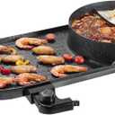 VEVOR Hot Pot with Grill, 2200W 2-in-1 Electric Smokeless Grill and Hot Pot, Korean BBQ Shabu Shabu Hotpot with Separate Dual Temperature Control, Non-stick Pan, for 1-6 People Family Dinning