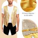 Wildarms Men’s Sequin Vest Sparkly V Neck Shiny Waistcoat for Men Disco Party Costume Vest Prom Mardi Gras Carnival