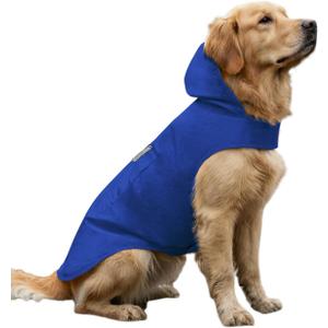 Dog Raincoat Reflective Adjustable Hooded Pet Rain Jacket Poncho with Leash Hole for Dogs Blue, X-Large