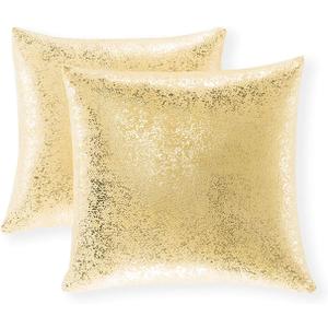 Xinrjojo Pack of 2, Soft Solid Color Sparkling Decorative Throw Pillow Covers Set Cushion Cases Pillow Cases for Living Room/Couch, 24"x24"(60x60cm) (Bronzing- Golden)