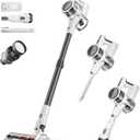 80,000PRM Powerful Motor Vacuum Cleaners for Home, Cordless Vacuum, 2200mAH Battery up to 35 Mins Runtime, 2 Adjustable Modes and Detachable Parts (White Zinc Gray)