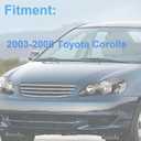 Pair Headlight Assembly Set For 2003 2004 2005 2006 2007 2008 Toyota Corolla CE LE S Replacement Headlamps Matte Black Housing Clear Reflector and Lens Driver and Passenger Side Bumper light(LH&RH)