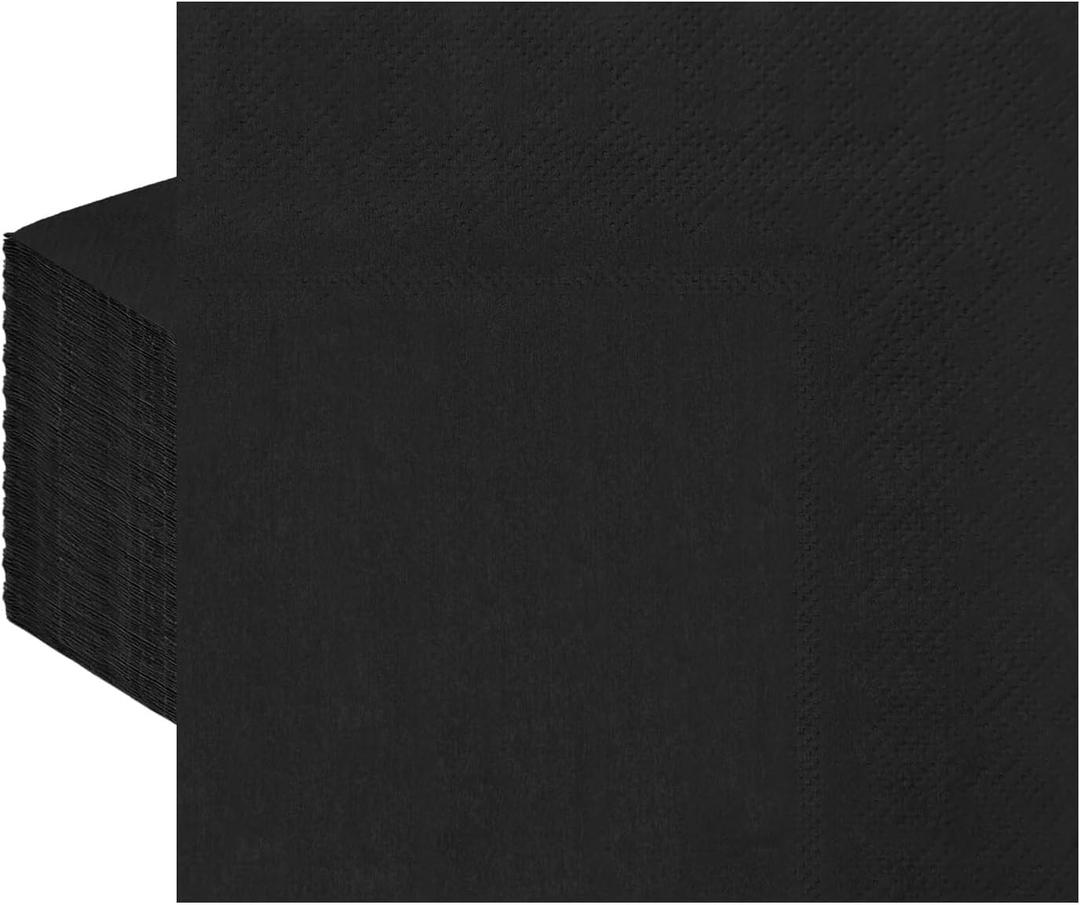 50 Pieces 3-ply Black Napkin Cocktail Napkins Beverage Napkins Dessert Napkins Disposable Paper Napkins for Wedding Birthday Party Paper Dinner Napkins