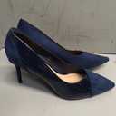 Coutgo Womens Pointed Toe High Heels Pumps Patent Suede Stiletto Heel Slip on Office Party Wedding Dress Shoes, 8, Navy