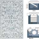 jinchan Lima 8x10 Area Rug for Living Room Washable Soft Throw Rug Ultra-Thin Stain Resistant Non-Slip Distressed Vintage Floral Large Carpet for Bedroom Dining Room Home Office Nursery (8x10ft, Blue)