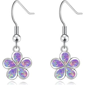 CiNily Gold Plated Flower Shaped Opal Hypoallergenic Stud Earrings Flower Dangle Drop Earrings Jewelry Gift for Women Girls Gemstone Earrings