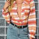 Tankaneo Womens Peter Pan Collar Button Down Shirts Long Sleeve Plaid Blouse Dressy Casual Fall Tops (S)