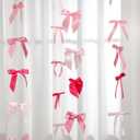 TaoBary Bows Garland 6.6 ft Satin Ribbon Bow Party Decor Bow Backdrop Christmas Bowknot Hanging Ornament for Birthday Wedding Bridal Coquette Baby Shower Decorations(Bright Pink,Mix Size)