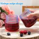 Suclain 100 Pcs 14oz Ribbed Plastic Wine Glasses Disposable, Blue, 3.54 inches