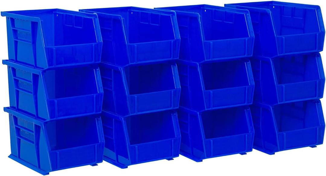 Akro-Mils 30237BLUE Plastic Storage Stacking Hanging Akro Bin, 9-1/4-Inch by 6-Inch by 5-Inch, Blue, Pack of 12
