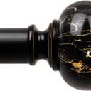KAMANINA Black Curtain Rod 1 Inch Single Drapery Rods 72 to 144 Inches (6-12 Feet), Heavy Duty Curtain Rods for Windows 66 to 144 Inch, Marbled Finials