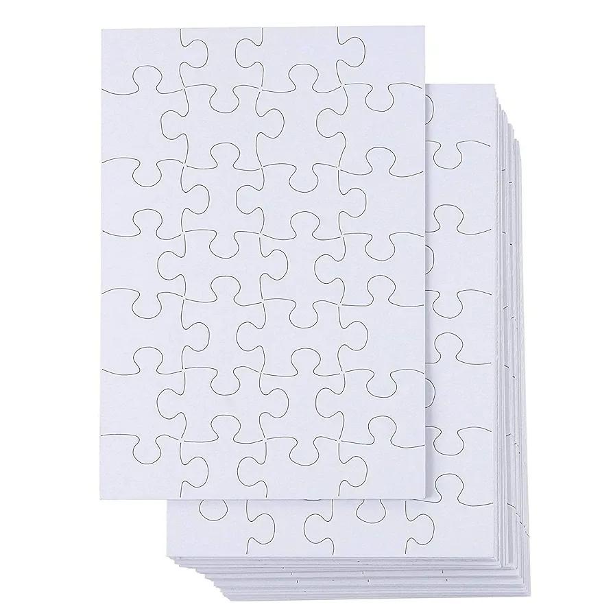 48 Sheets Blank Puzzles to Draw On Bulk – 6x8 inch Make Your Own Jigsaw Puzzle for Kids Crafts Projects (28 Pieces Each)