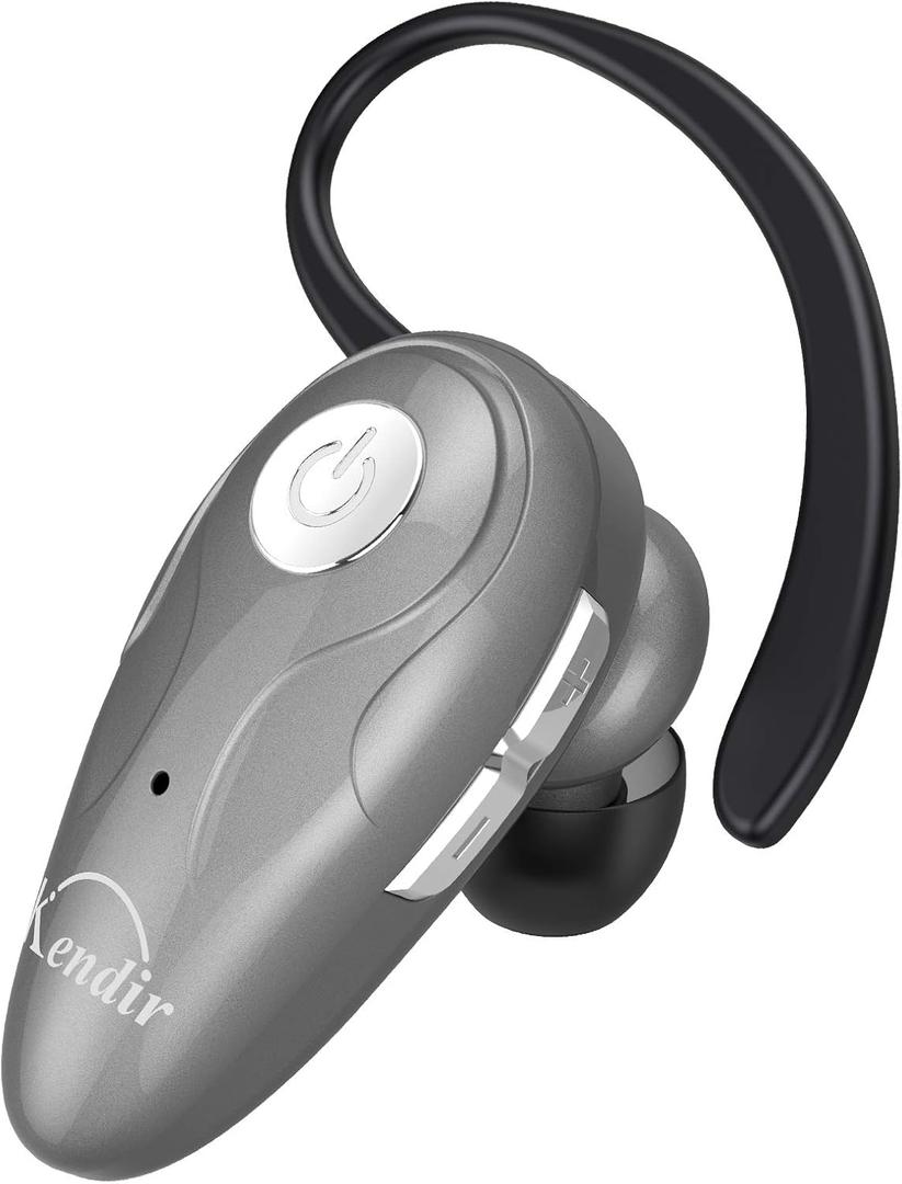 Kendir Bluetooth Headset, V5.0 Ultralight Wireless Headphone Cell Phone Earpiece with Mic Headsetcase, Volume Control, Handsfree Earbud for iPhone, Android,Samsung Smartphone (Silver)