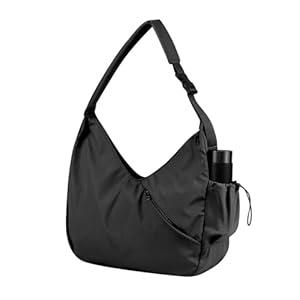 JUST DO Yoga Tote Gym Shoulder Bag for Men&Women, Waterproof Wet Pocket & Adjustable Mat Strap  Large Duffle Workout Bag with Water Bottle Holder (Black)