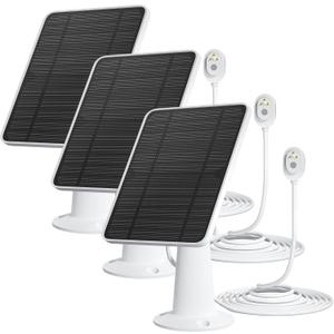 Solar Panel Charger Compatible with Ultra/Ultra 2/Pro 3/Pro 4/Pro 3 Floodlight Security Camera, 5V 4W Solar Panels Charging IP65 Weatherproof w/ 9.8ft Charging Cable Adjustable Wall Mount, 3 Pack