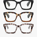 Readers for Women Oprah Style Square Reading Glasses with Spring Hinge Blue Light Blocking for Men Ladies, 1.5