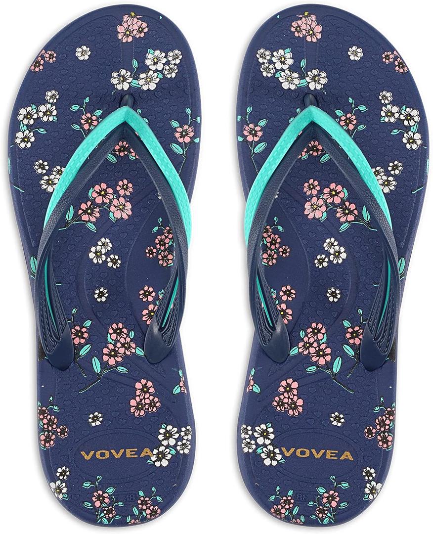 VOVEA Flip Flops For Women Non-Slip Bathroom Shower Shoes Cushion foam Indoor and Outdoor Sandals (10, Blue)