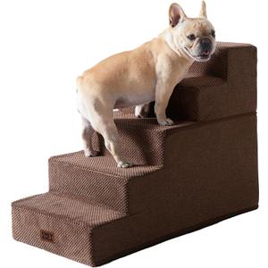 EHEYCIGA Dog Stairs for High Bed 22.5" H, 5-Step Dog Steps for Bed, Pet Steps for Small Dogs and Cats, Non-Slip Balanced Pet Ramp Indoor, Brown