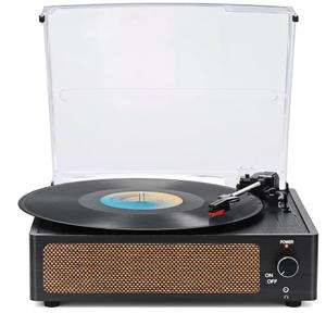 Vinyl Record Players Vintage Turntable with Speakers Belt-Driven Turn Tables Support 3-Speed, Bluetooth Wireless Playback, Headphone, AUX-in, RCA Line LP Phonograph Auto Stop Retro Black