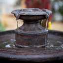 XBrand 28" Solar Powered 1-Tier Outdoor Bird Bath Water Fountain, Resin Fountain with Solar Panel Pump, Brown