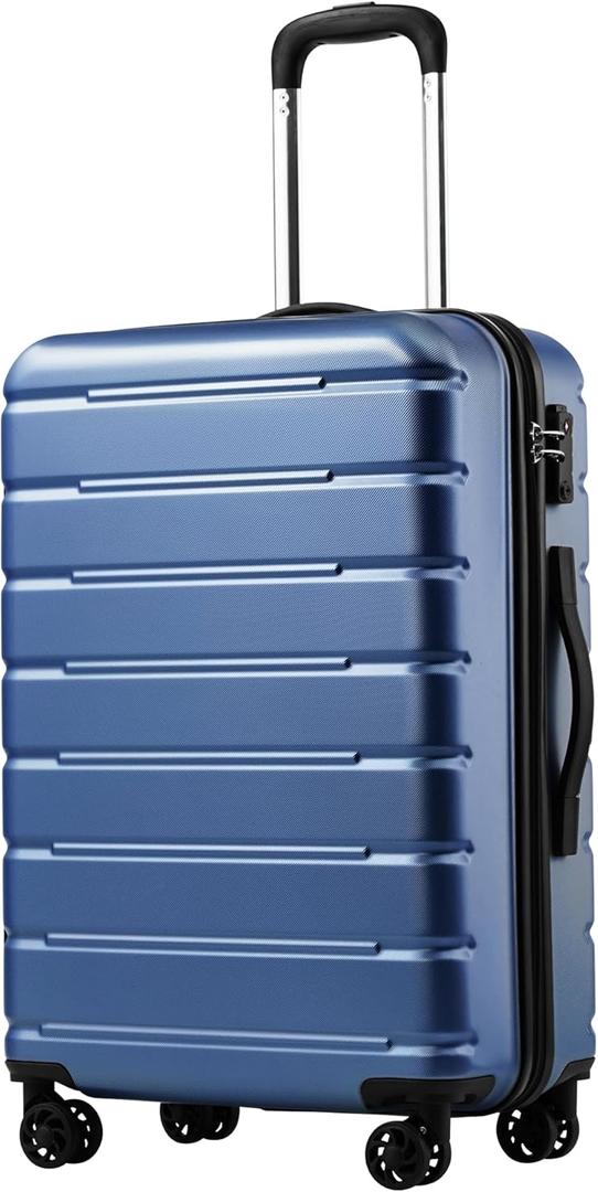 Coolife Luggage Suitcase Carry-on Spinner TSA Lock USB Port Expandable (only 28) Lightweight Hardside Luggage (Ice Blue, L(28in))