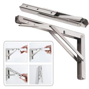 CLT 20'' Folding Shelf Brackets Max. Load 550 lb, Heavy Duty Stainless Steel DIY Wall Mounted Shelf Bracket Space Saving for Table Work Bench, Pack of 2