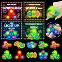 Valentines Day Cards For Kids School, 24 Pack Valentine's card for kids With Light Up Spinner Fidget Toys, Valentine's Day Gifts For Kids Classroom Exchange, School Prizes Valentines Party Favors