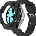Silicone Bands with Protective Case for Samsung Galaxy Watch 6 40mm/44mm - Waterproof Adjustable Breathable Strap for Men Women