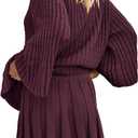 Yanekop Womens 2 Piece Sweater Skirt Set Loose Matching Lounge Sets Comfy Pajamas Set Long Sleeve Top and Skirt Sets (S)