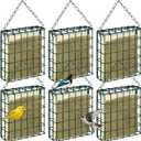 Zhehao 6 Pcs Suet Bird Feeders Outdoor, Hanging Wild Bird Feeder with Single Cake Capacity, Weatherproof Metal Suet Feeder for Garden Yard Outside Decoration, Easy to Clean & Hang (Green)