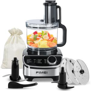 FIMEI 12-Cup Food Processor with Stainless Steel Blades - Food Processors Best Rated 2025 Perfect for Chopping, Slicing, and Pureeing, 600W Motor