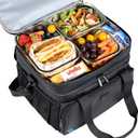ZEEMO Soft Cooler Bag, Insulated Lunch Box, 19 L Ice Chest, Double Leakproof Layers, Waterproof and Collapsible Case for Work Outdoor Trip, Large Size, Black