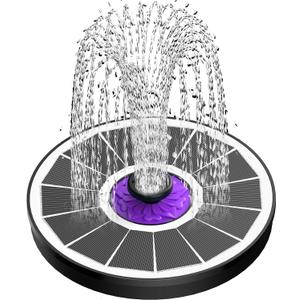 SZMP Solar Fountain 3.5W Bird Bath Fountains with Flower Upgraded Glass Panel, Solar Powered Water Fountain with 7 Nozzle & 4 Fixer, Solar Fountain Pump for Bird Bath, Garden, Pond, Pool (White)