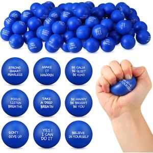 Shappy 72 Pcs Inspirational Stress Relief Balls Motivational Stress Ball Encouraging PU Bulk Stress Balls for Adults Small Therapy Fidget Relief Toys for Valentines Gifts Fidget Anxiety(Blue)