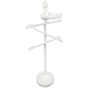 O2COOL Pool & Spa Valet, Adjustable Pool & Patio Towel Holder with Weighted Base, Outdoor Towel Bar, Poolside Table, White
