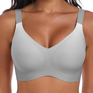 Women's Wireless Bras for Women Full Coverage No Underwire Push Up Bralette Seamless Everyday Bras Comfort Wirefree Padded Regular and Plus with Extender (Grey, Medium) (Gray, M)
