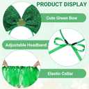 Dog St. Patrick's Day Outfit Bow Headband and Dog Collar for Small Medium Dog Cat St. Patrick's Day Birthday Party Accessories (Green)