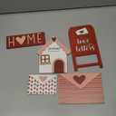 Gerrii 5 Pcs Valentines Wooden Table Sign Decoration 3D Hearts Envelopes Mailbox House Shaped Home Decor Valentines Tabletop Centerpiece for Farmhouse Home Office Tiered Tray Desk Decor