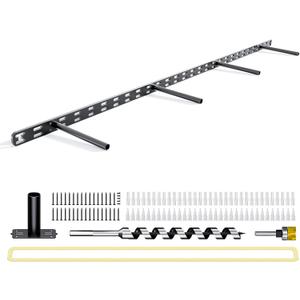 1pc Floating Shelf Bracket Heavy Duty,Decorative Floating Shelf Hardware Hidden Black Metal Fireplace Mantel Brackets (43"X6"X1.0" with Tool)