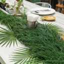XLX TURF 13" x 72" Shaggy Fake Grass Table Runner for Hawaiian Party Summer Decor, Fireproof Green Thatch Palm for Wedding, Jungle Safari Wild One Birthday, Baby Shower