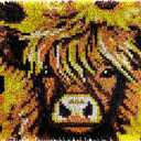 Highland Cow & Sunflowers Latch Hook Kits Rug DIY Cushion Tapestry Making Crochet Hook Mat Making Kits Color Preprinted Pattern Canvas DIY Carpet Needlework Crochet Kits 52x38cm (d99-114)