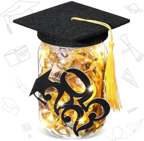 Mimorou Graduation Gifts 2025 Graduation Mason Jar with Graduation Cap Decorations Kit 2025 Graduation Cutouts Graduation Decoration for Class of 2025 Graduation Table Centerpieces Grad Party Supplies