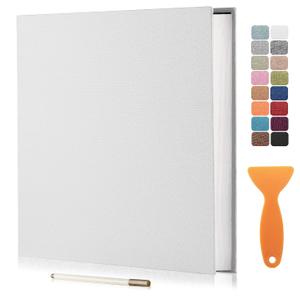 Large Photo Album Self Adhesive Scrapbook Album for 46 810 Pictures DIY Magnetic Linen Cover Album 60 Pages for Family Wedding Gifts with Metal Pen and Plastic Board