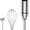 Megawise 3-in-1 Hand Blender – 12-Speed, Includes Powerful Blender Stick, Whisk, and Milk Frother – Easy to Clean and Perfect for Smoothies, and More (Red)